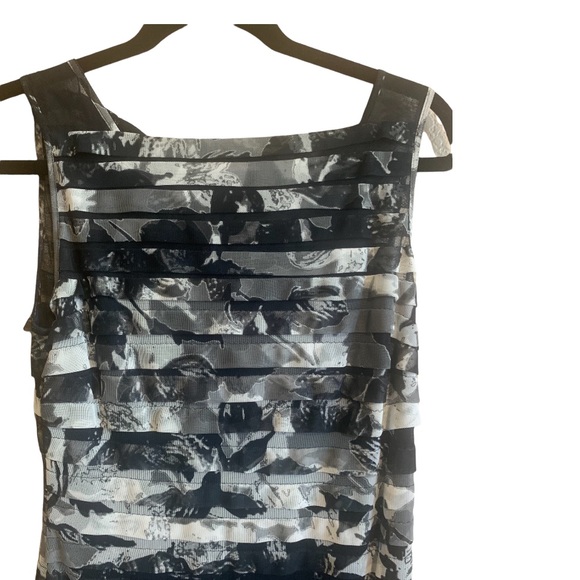 Adrianna Papell Navy Abstract Floral Tiered Dress - Picture 3 of 4